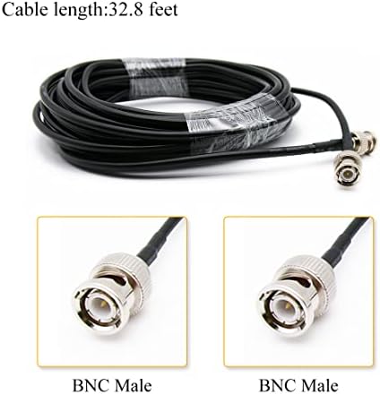 Akzytue 32,8ft RG58 коаксијален кабел со машки BNC до машки конектори 50 Ohm