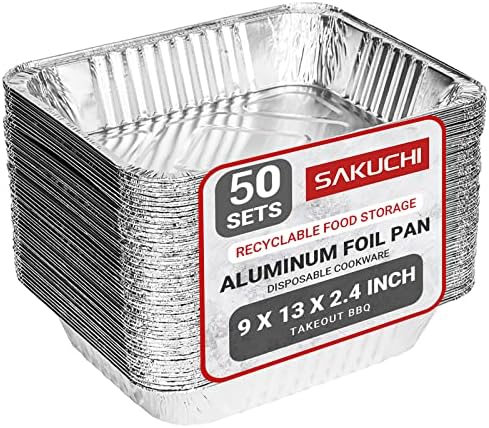 Алуминиумски тави Сакучи- 9 x13 За еднократна употреба фолија тави големи тави за печење алуминиум, фиоки за калај со калај со тешки тамчиња,