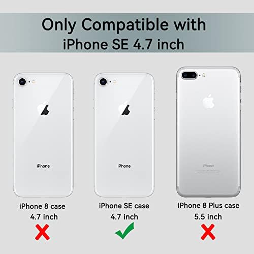 CoolQO компатибилен за iPhone SE 2022/2020 Case 4,7 инчи, со [2 x Temered стакло заштитник на стаклото] Clear 360 Full Coverage Coverage Hard