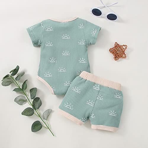 Hzykok unisex бебе облека за бебиња за деца, панталони, поставени момче девојче 2 парчиња облека цврста цврста