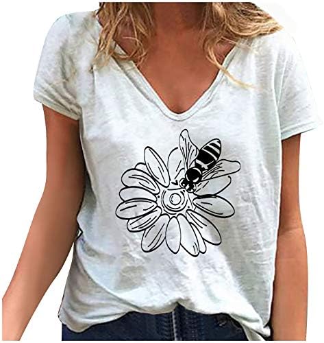 Обични маички за жени, Графички графички графички маички со кратки ракави за кратки ракави летни обични врвови
