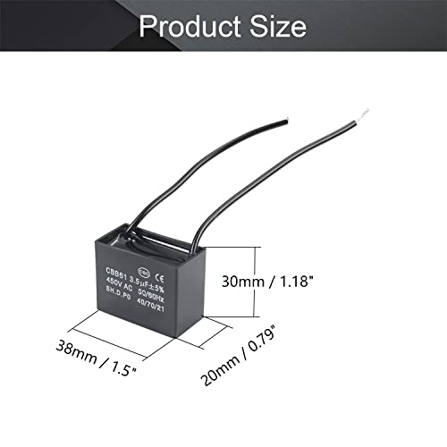 Fielect 5pcs CBB61 тавански вентилатор кондензатор 3.5UF 450V AC RUN CANCESTOR 2 жици метализирани полипропиленски филмови кондензатори