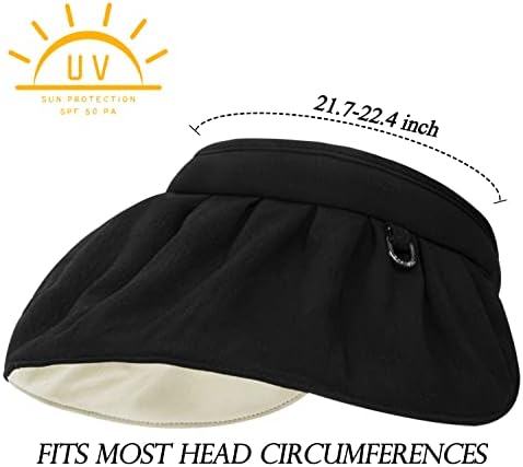 Широко-брим сонце-визонски капаци за жени што може да се преклопуваат плажа школка Сонце капа 2 во 1 капачиња за сонцето на главата