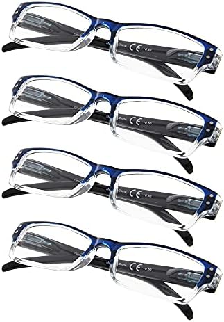 Gr8sight 4-пакувачки правоаголни очила за читање со пролетни шарки вклучуваат читатели на сонце
