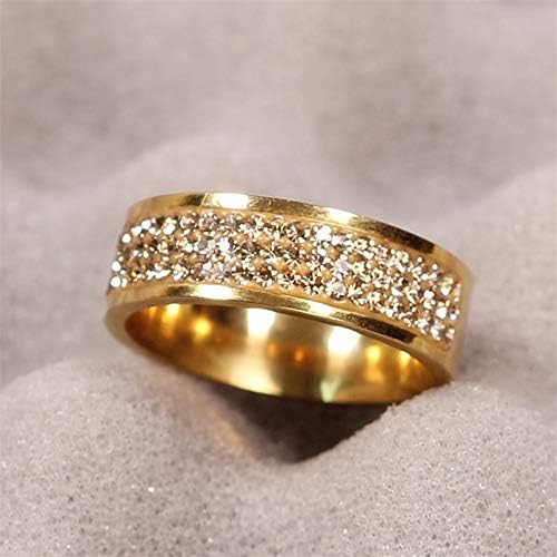 Koleso rose gold познат бренд циркон прстен 8мм половина круг три редови кристал 316L прстени за прсти за жени-68925
