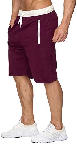 Lубби Менс Еластична половината на половината џогери џогери кратки панталони летни тренинзи со патенти џебови