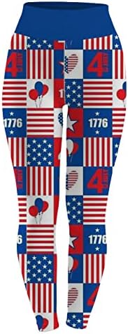 Американски хеланки на знамето со високи половини за независност на женските хеланки за дишење со целосна должина фитнес спорт активни јога панталони