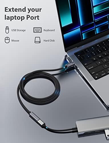 Кабел за продолжување на CTOUCHI USB C 10Gbps USB C 3.1 MALE до женски полнење и аудио пренесување на податоци Кабел компатибилен за безжичен полнач на iPhone 12, Thunderbolt 3 MacBook Pro, Google Pixel