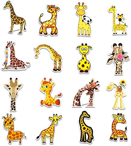 50 Парчиња Цртан Филм Жирафа Налепници Винил Жирафа Налепници Симпатична Жирафа Лаптоп Налепници Водоотпорен Декоративни Налепници За Компјутер,