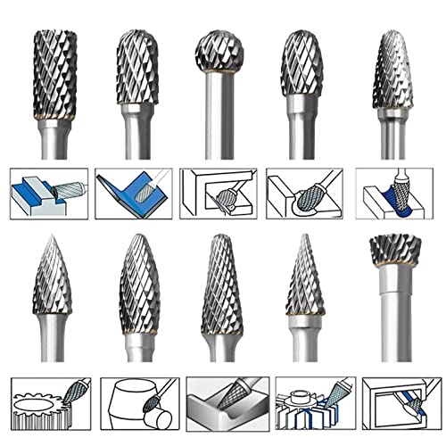 Pikis 6mm Shank Carbide Double Cut Rotary Burrs Bit 10mm Diameter Rotary File For Rotary Tools Абразивни алатки 1 парчиња