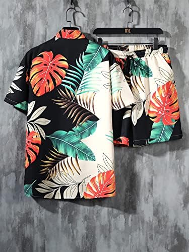 Машки кошули на Хаваи Горглитер Постави копче за кратки ракави надолу со кошули Поставете тропски шорцеви плажа Хавајски костуми