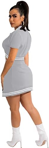 ZJFZML Women ActiveWear 2 парчиња облека за бејзбол здолниште поставува кратки ракави варсити јакни тениски голф фустан костум