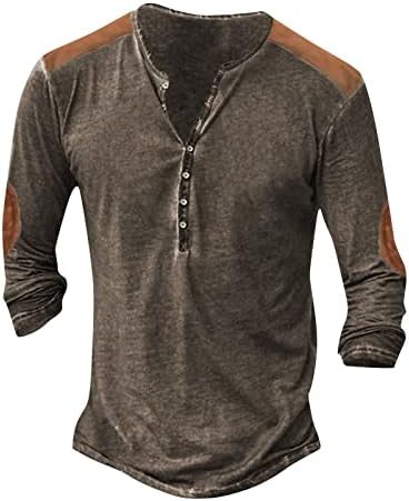 FFNMZC Хенли кошули за мажи мода со долги ракави џемпери лесни обични маици надолу маици за удобност на мускулите