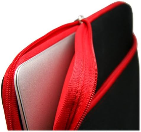 Case Boxwave Case Компатибилен со JLT Mobile MT3010A - мекото количество со џеб, мека торбичка неопрена покривка на патент џеб - џет црна со црвена боја