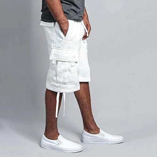 Машки карго шорцеви, машки летни товарни шорцеви лабави обични панталони со повеќе џеб со ремен и влечење шорцеви за џогирање