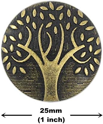 Безерија 10 парчиња големо дрво шема бела 'рѓа лакирана метална завртка копчиња. 25мм