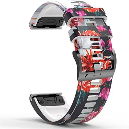 Dfamin 22mm 26mm Smart Watch Strap за Garmin Fenix ​​7 7x 5 6 5x 6x Pro EPIX 3HR печатење силиконски смарт часовник на зглобот на нараквица