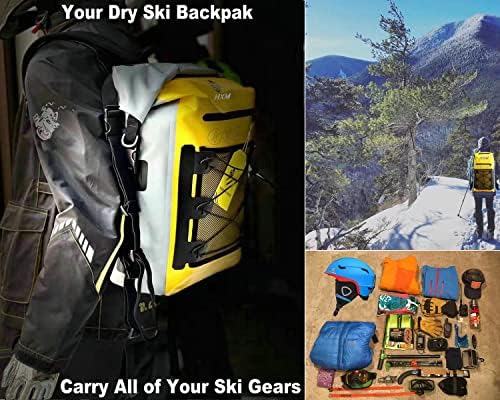Водоотпорен ранец на Sguesikr, проширен 25L-30L сува торба со преден патент паричник и џеб за мрежи, повеќенаменски дневни пакувања за пешачење, кампување, спортови на вод?