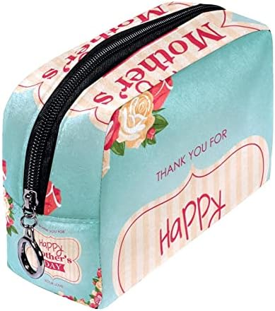 Козметички кеси за жени, чанти чанти чанти за шминка за шминка за складирање торби девојки, среќен ден на мајката цвет розова