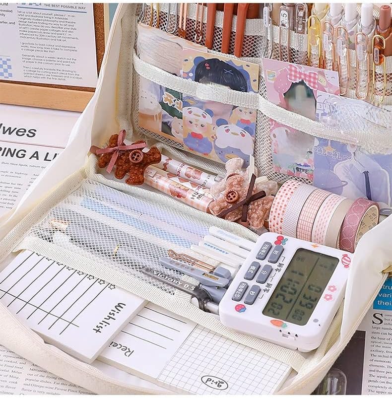 Цврста боја на молив со голем капацитет, мулти-одделенија за складирање торба Јапонски естетски училишни материјали