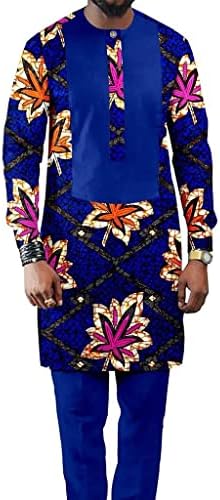 Dewufafa Африканска Дашики облека цветна печатена кошула врвот со панталони племенски етнички тренерки свадба традиционално културно
