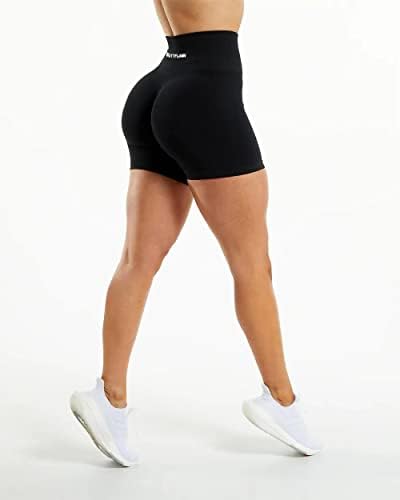 Шорцеви за вежбање Buttflamn за жени го зајакнуваат спандексот со високи половини за велосипедисти за велосипедисти за салата за лесна