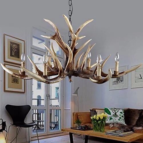 SHF смола Антлер лустери faux antler facture 6 Light 4 стапки за појавување на ланецот