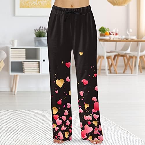 Денот на вineубените панталони за пижами за жени со средно-половината, графичка облека за спиење плус големина, панталони за џогерс