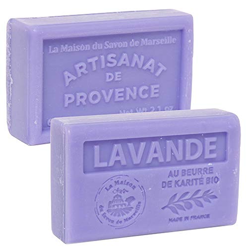 Савон Де Марсеј - француски сапун направен Со Органски Шеа Путер-Мирис На Лаванда-Погоден За Сите Типови Кожа-60 Грама Шипки-Комплет