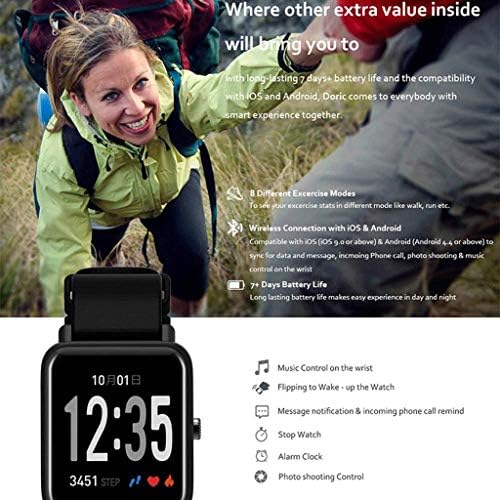 Sdfgh Fitness Tracker Часовник, Тракер За Активност На Екранот Во Боја Часовник Монитор На Отчукувањата На Срцето Водоотпорен Паметен
