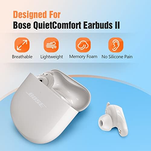 Совети за пена во Танг Таун Меморија за Bose TietCort Earbuds II, без болка во силиконски слушалки, совети за замена на ушите против лизгање, вклопуваат во случајот за полнење,