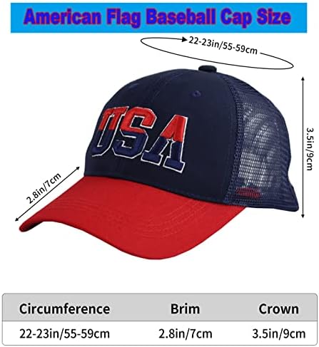 FXBWHTEY Американско знаме Бејзбол Капчиња за мажи жени, капи за камиони во САД, извезена прилагодлива измиена памучна мрежа Snapback Hat