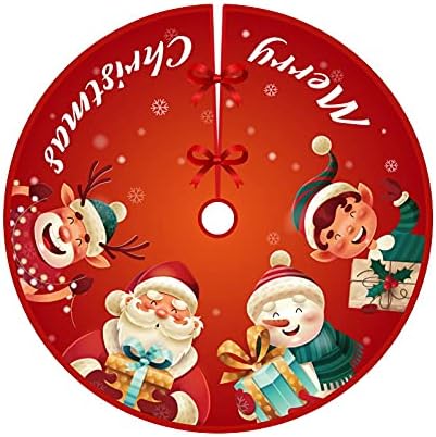 36 инчи црвено здолниште за новогодишни елки, цртан филм на Божиќни елементи, новогодишни украси за забави за одмор-1