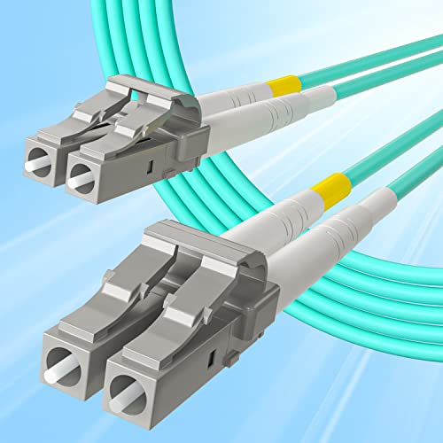 Кабел за лепенка со влакна-LC до LC OM3 10 GB/Gigabit Мулти-режим Jumper Duplex 50/125μM LSZH влакна Оптички кабел за SFP Transcessiver, Aque, 0,5-метар