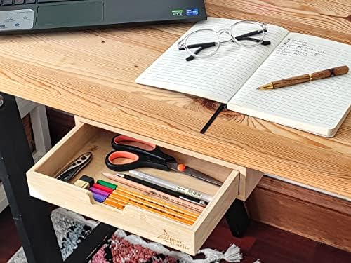 Сиромашен Чарли под фиоката за биро - фиока за само лепило бамбус - елегантен и модерен дизајн - лесна инсталација - компатибилна со повеќето