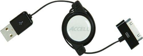Accell повлечен USB до приклучок за приклучок за приклучок за полнење и USB синхронизација - 3 стапки, црна, MFI заверена