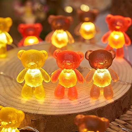 Bartlett Cute Decorative String Lights Teddy Bear Fairy Lights Приклучок во USB или батерија оперирани уникатни празнични светла лак