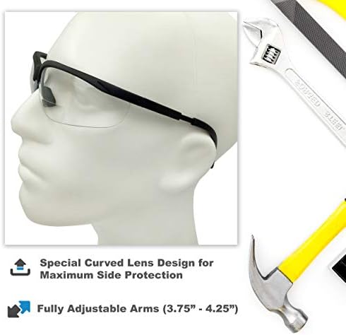 GlinderPunch 3 пара комбо бифокално безбедносно читање очила - разновидни бои чисти црни жолти леќи - со странична обвивка