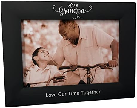 Дедо на олово го сака нашето време заедно, врежана црна метална фото рамка 4 на 6 хоризонтални за дедо Папа, Денот на баба и дедо, подарок за