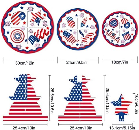 Американско Знаме Патриотски Штанд За Кекси, 3 Нивоа Цврст Картонски Дисплеј За Храна Кекси Држач За Кула Бонбони Послужавник За Колачиња