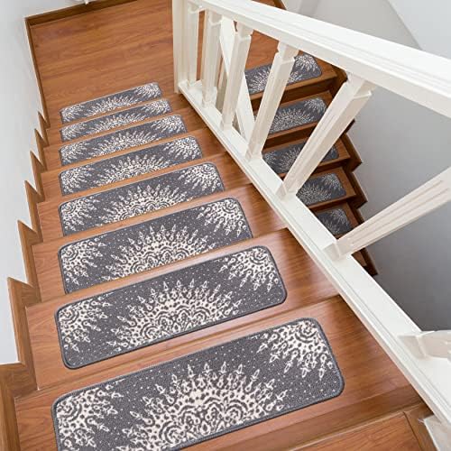 Беверли килимски скалила за дрвени чекори, скалила на скалила тепих, шари за теписи за скали од дрво, патеки што не се лизгаат во скалила, тепих