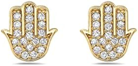 14К цврсто злато со оригинални дијаманти Хамса рака на божји обетки Model_x_Fashion-1282