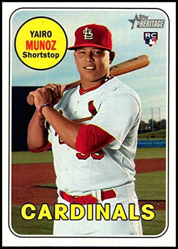 2018 Топс Херитиџ Висок број Бејзбол 592 Yairo Munoz RC Rackie St. Louis Cardinals Официјална картичка за тргување со MLB