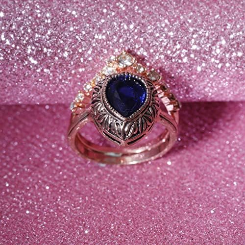 2023 Нов накит моден светло сино прстен накит за жени камен ангажиран прстен циркон тркалезни прстени в Valentубени прстен