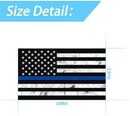 Рефлективно американско знаме на американско знаме, 3 парчиња 5 x 3 Нови искинати тенки сини линии налепници на американско знаме, компатибилни со автомобили и камио