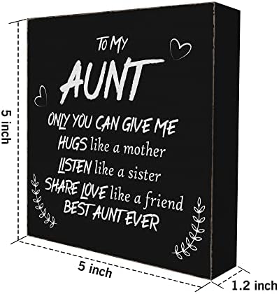 Најдобра тетка некогаш црно дрво кутија знак, роденденски подарок за тетка дрвена блок плакета знаци, подароци за мајки за рустикална домашна