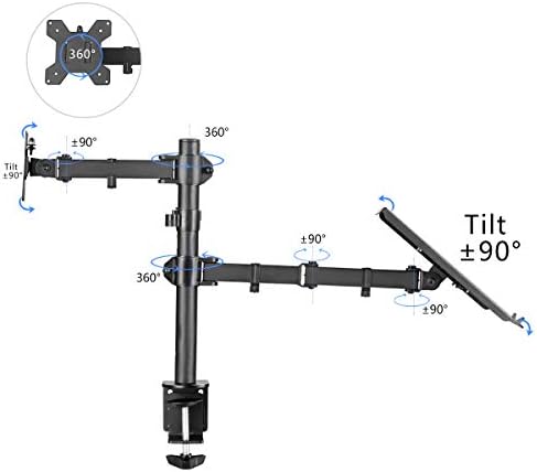 Suptek Computer Computer Computer Monitor и Laptop Riser биро за монтирање, прилагодлив за висина, одговара на екранот од 13-27 инчи и до 17