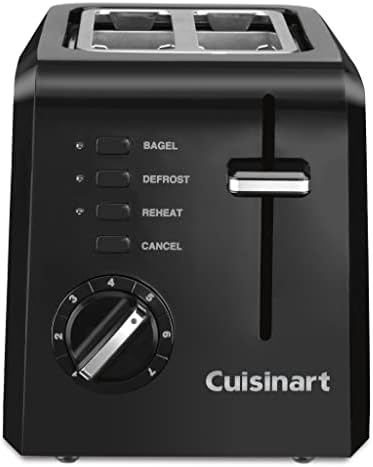 Cuisinart CPT-122BK 2-парчиња Компактен пластичен тостер, црна и C55-12PCKSAM 12-парчиња керамички обложени ножеви од не'рѓосувачки челик
