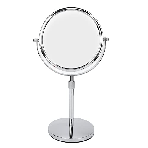 Огледало за шминка, 7 инчи, прилагодлив двострана 3x зголемување на суетата, двострана козметичка огледало, десктоп десктоп шминка,