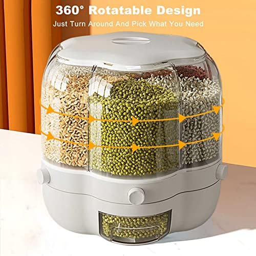 Контејнер За Складирање Ориз Од 15 килограми, Ротирачки Диспензер За Храна 360°, Со Запечатен Диспензер За Житни Култури Отпорен